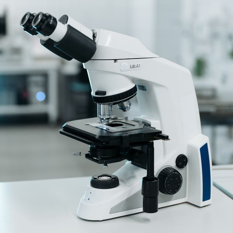 Closeup image of a microscope